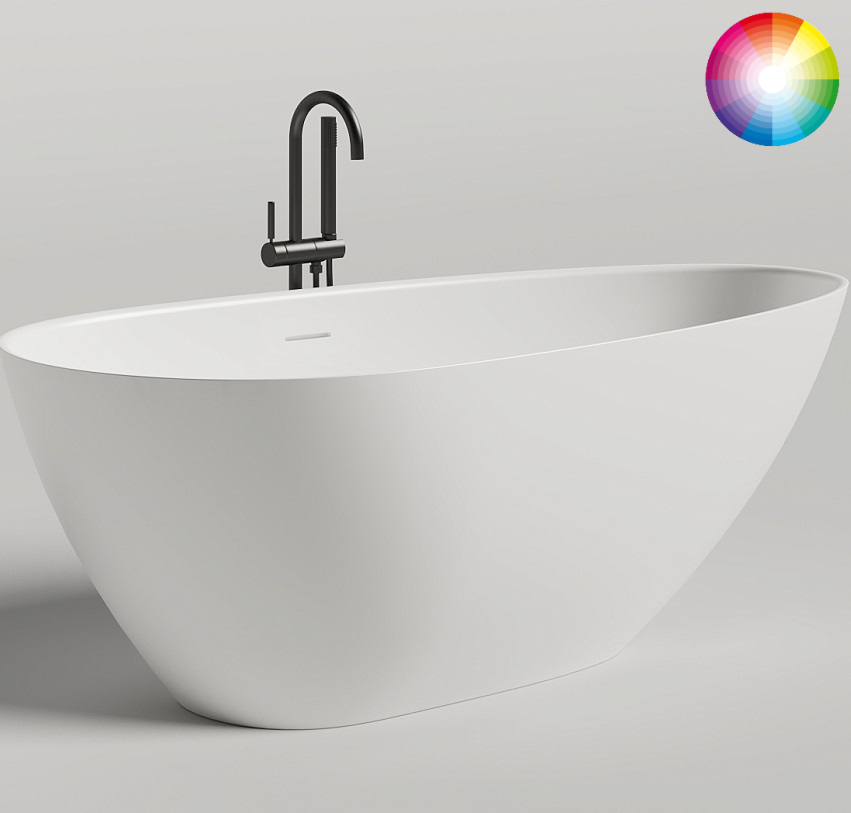 Ванна отдельностоящая Salini S-Stone Paola 1015204MF 172x82.5x60 (покраска RAL полностью, матовый), донный клапан, сифон, слив-перелив