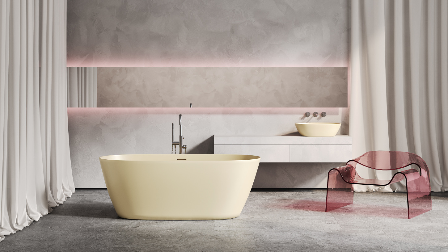 Ванна отдельностоящая Salini Sofia S-Sense 102511GF 164.5x75.5x58 (покраска RAL полностью, глянцевый), донный клапан, сифон, слив-перелив