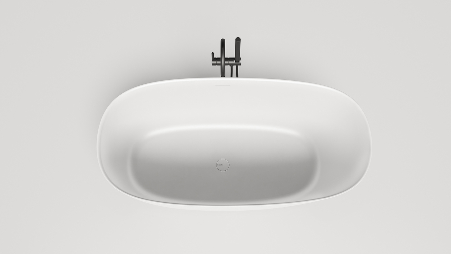 Ванна отдельностоящая Salini Sofia S-Stone 102528M 150x75x60.5 (белый матовый), донный клапан, сифон, слив-перелив