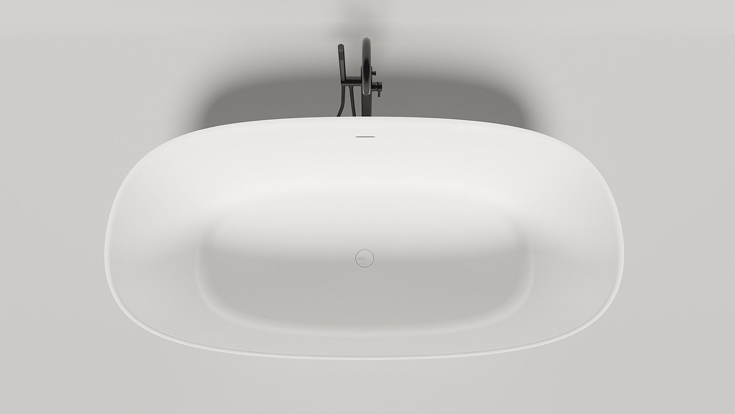 Ванна отдельностоящая Salini Sofia S-Stone 102529M 185x90x60.5 (белый матовый), донный клапан, сифон, слив-перелив