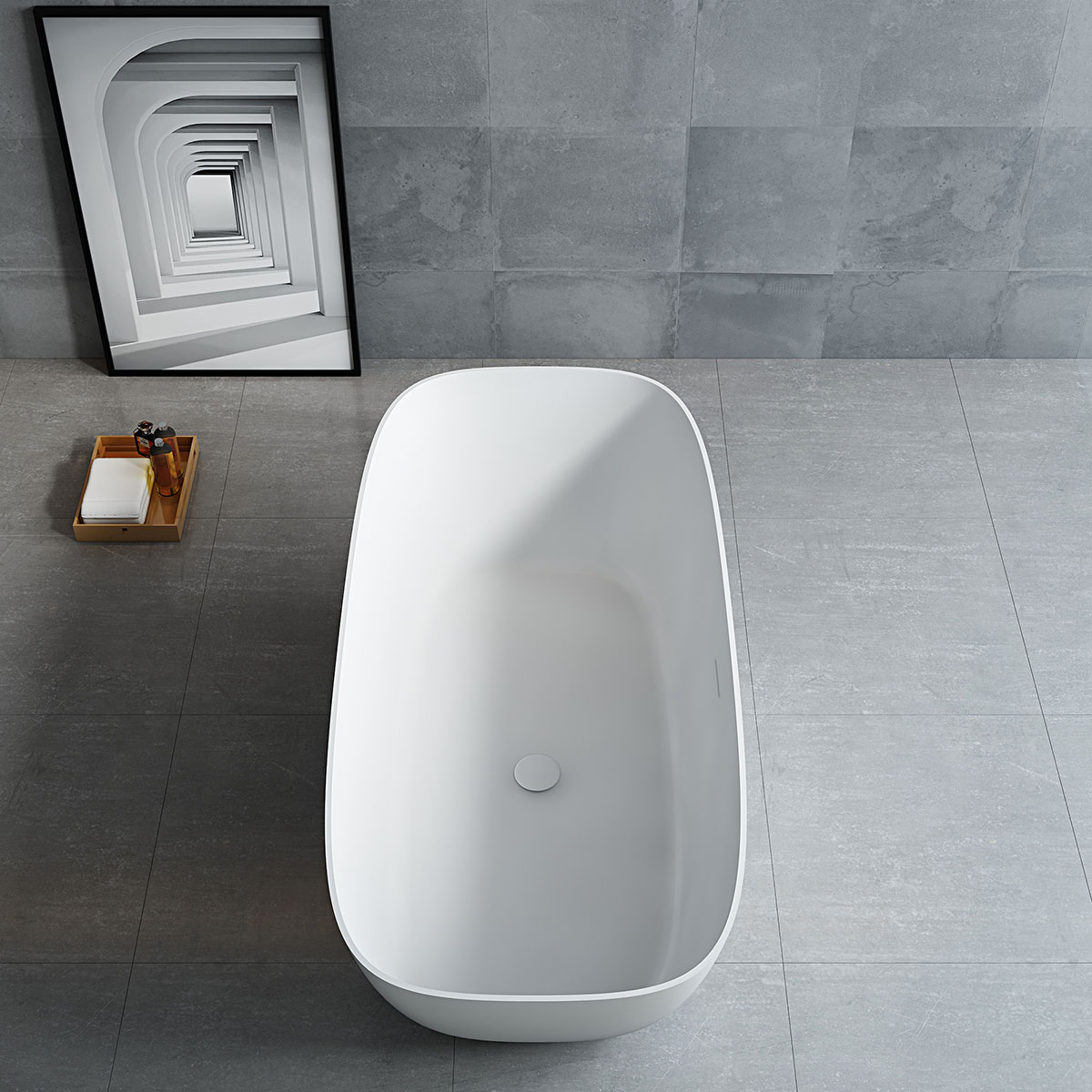 Ванна отдельностоящая Vincea Solid Surface VBT-6S02MW 170x72 (белый матовый) , слив-перелив в комплекте