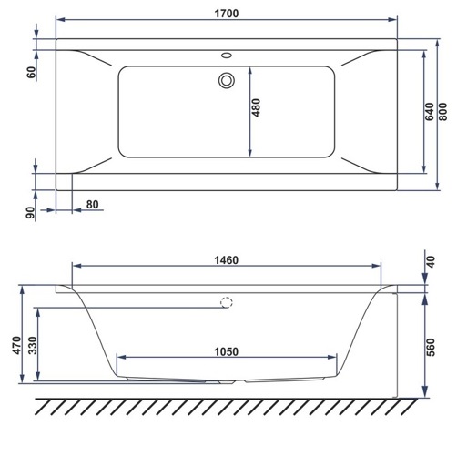 Ванна пристенная акриловая Whitecross Savia Duo 0103.170080.100 170x80 (белый глянцевый), без слива-перелива