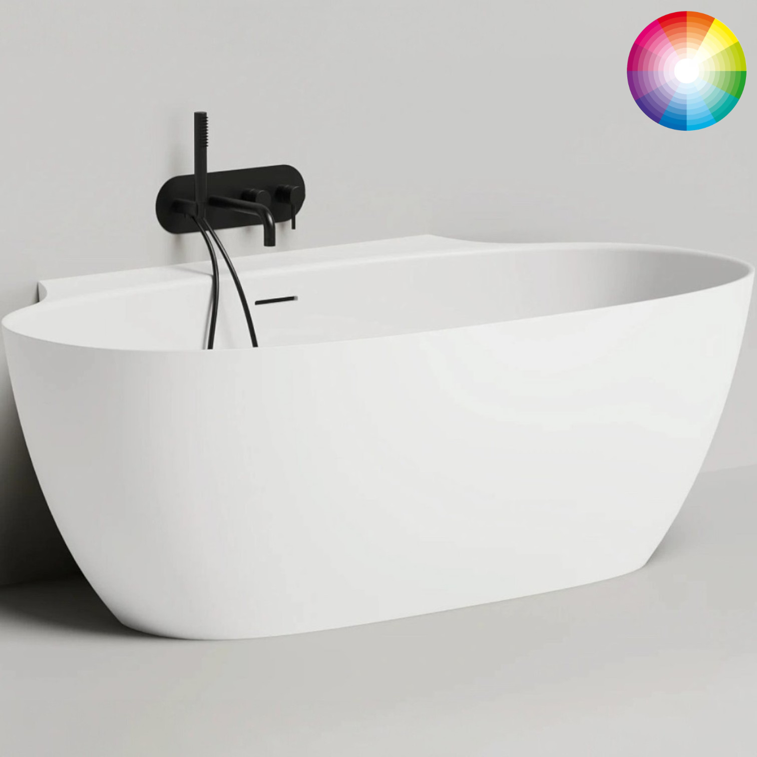 Ванна пристенная Salini S-Sense Alda Wall 101915GF 170.7x90.5x61 (покраска RAL полностью, глянцевый), донный клапан, сифон, слив-перелив