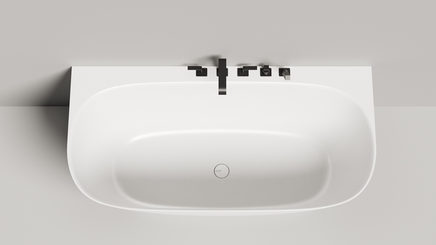 Ванна пристенная Salini S-Sense Sofia Wall 102517G 160x80x59 (белый глянцевый), донный клапан, сифон, слив-перелив