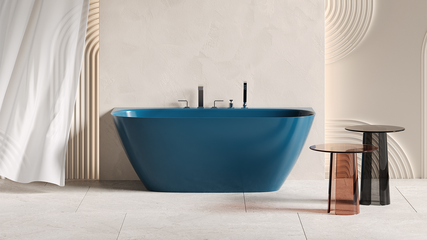 Ванна пристенная Salini S-Sense Sofia Wall 102517GF 160x80x59 (покраска RAL полностью, глянцевый), донный клапан, сифон, слив-перелив