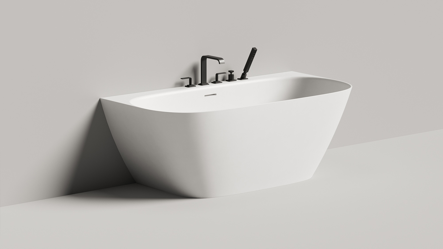 Ванна пристенная Salini S-Stone Sofia Wall 102527MF 160x80x59 (покраска RAL полностью, матовый), донный клапан, сифон, слив-перелив