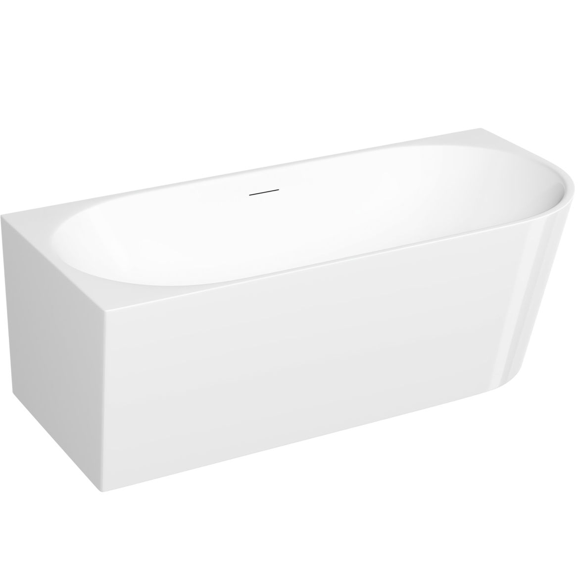 Ванна пристенная Sancos Грань (Edge) FB23L 170x80x58 (белый глянцевый), со сливом-переливом, левая