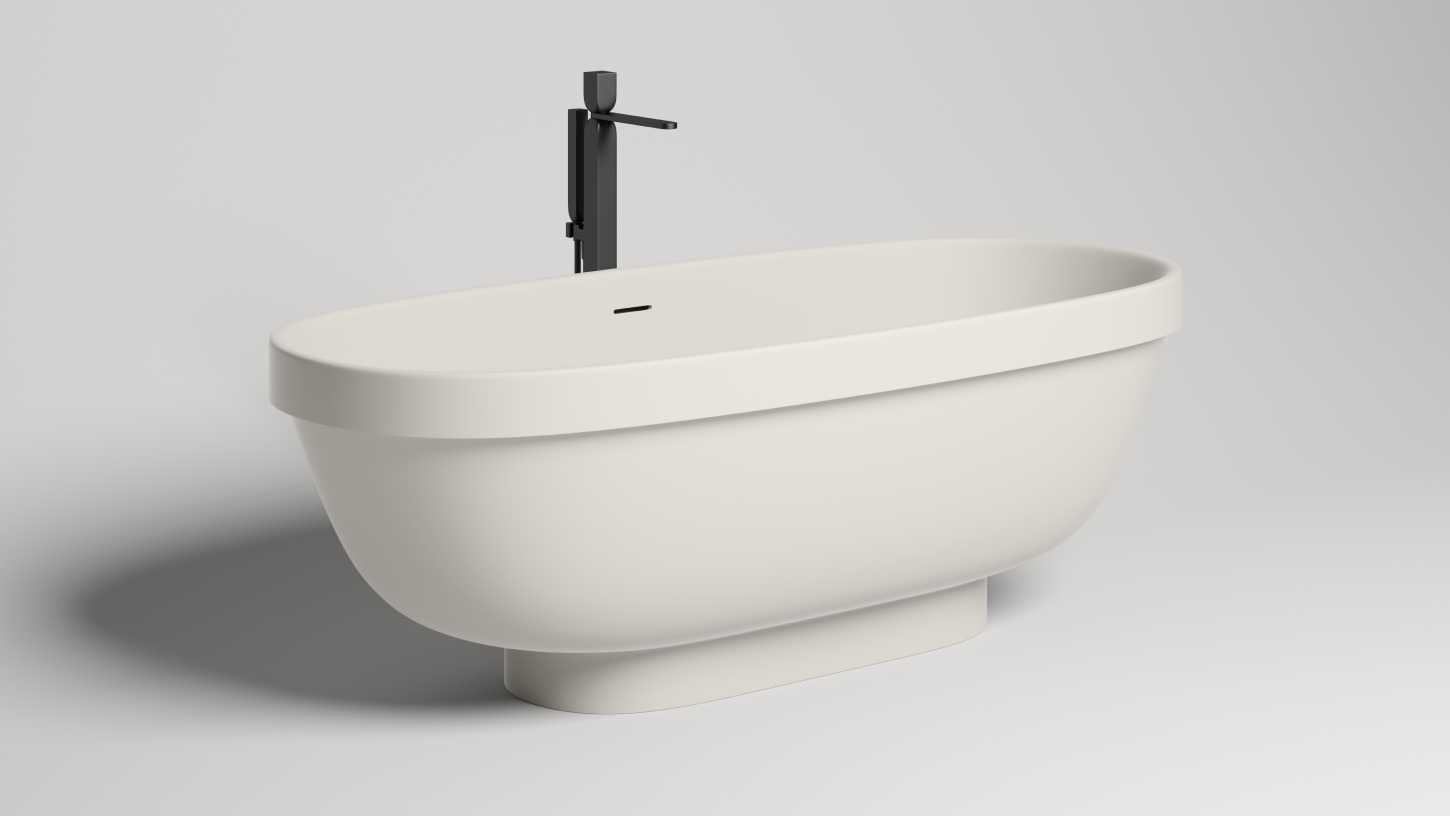 Ванна свободностоящая Salini S-Stone Greca 103121MF 180x80x60 (покраска по RAL полностью), донный клапан, сифон, слив-перелив