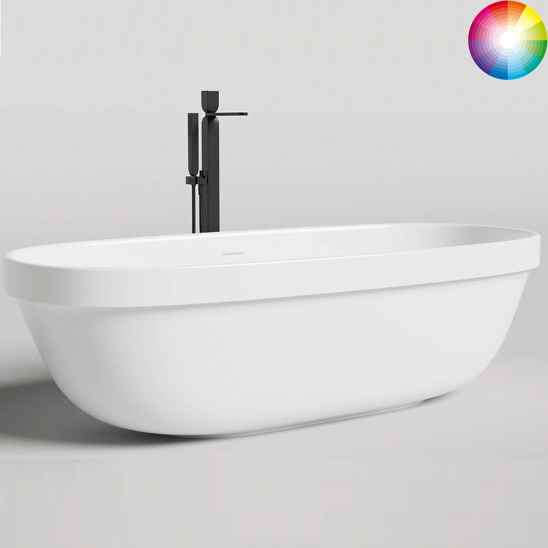 Ванна свободностоящая Salini S-Stone Greca IN 104821MF 180x80x51.8 (покраска полностью), донный клапан, сифон, слив-перелив