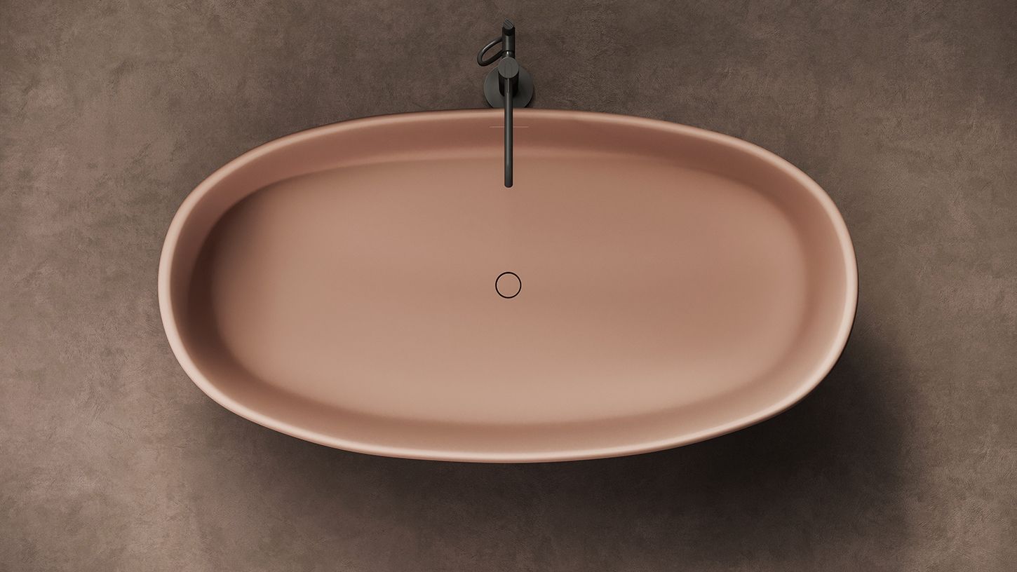 Ванна свободностоящая Salini S-Stone Luce 100121MF 169х87х58 (покраска полностью, цвет на выбор), донный клапан, сифон, слив-перелив