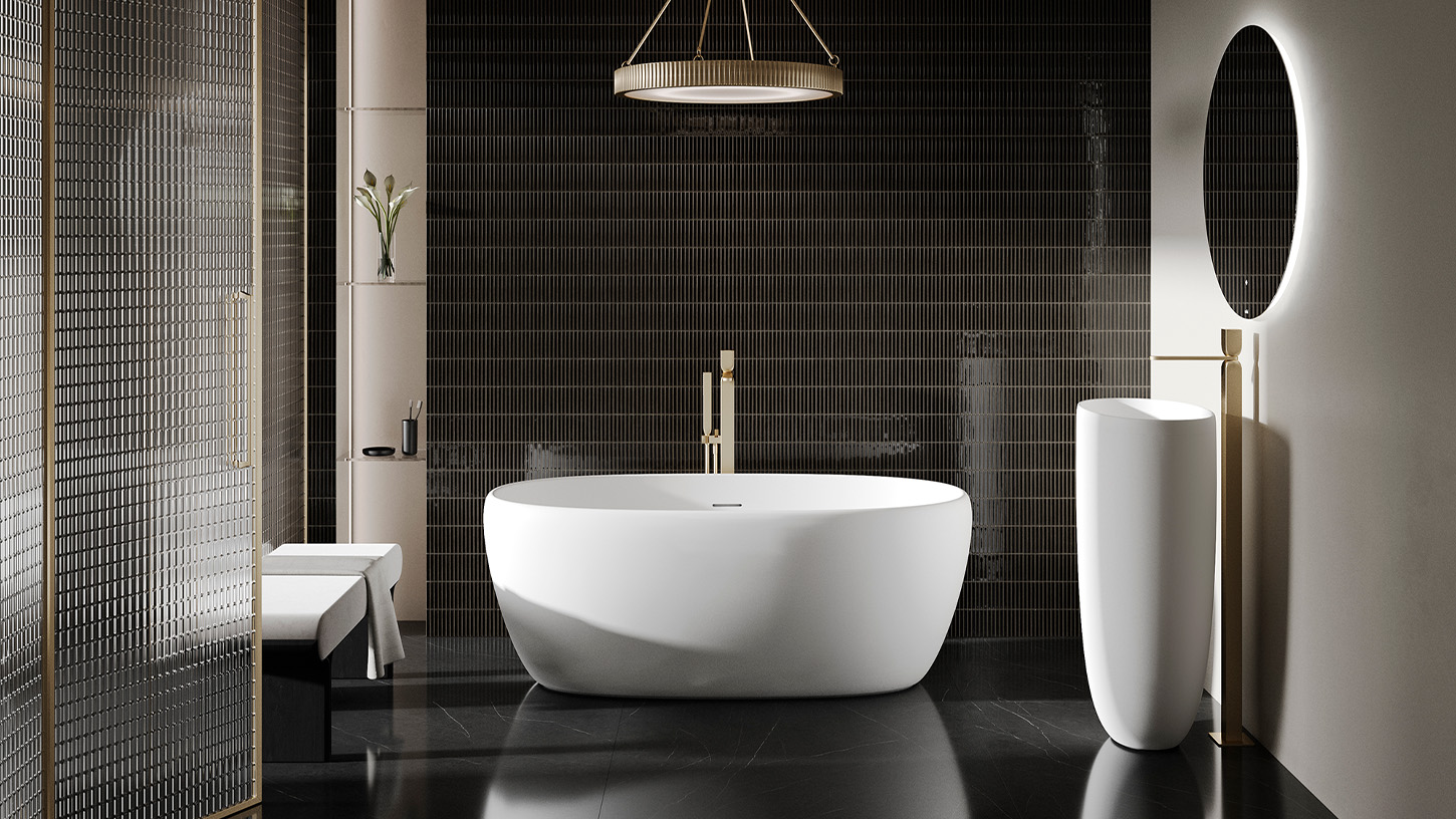 Ванна свободностоящая Salini S-Stone Luce 100122M 150x75x58 (белый матовый), донный клапан, сифон, слив-перелив 