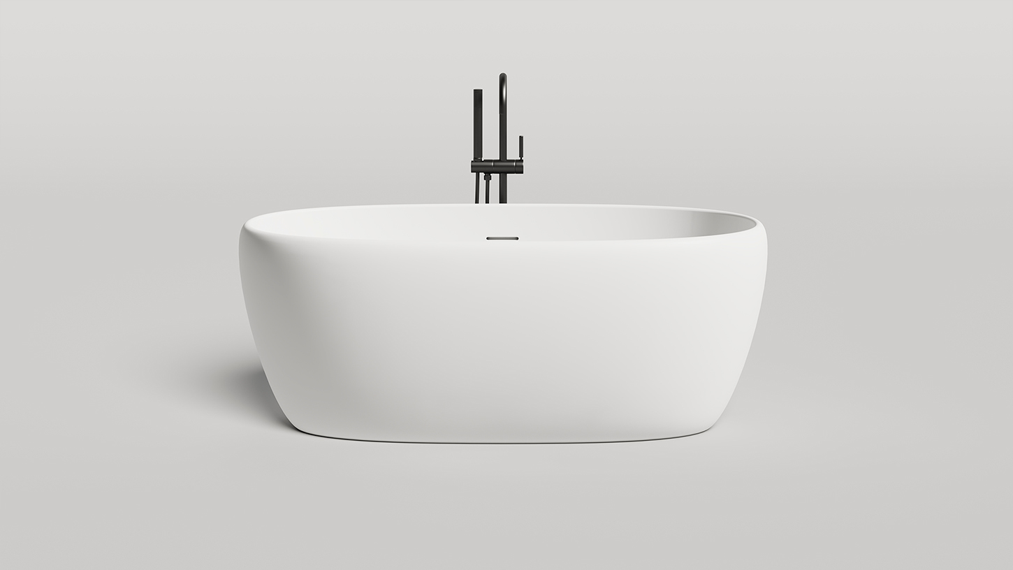 Ванна свободностоящая Salini S-Stone Luce 100122MF 150x75x58 (покраска RAL полностью, матовый), донный клапан, сифон, слив-перелив