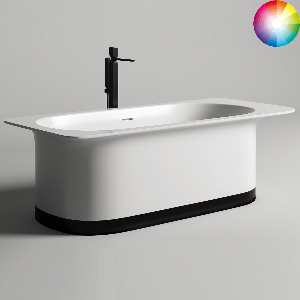 Ванна свободностоящая Salini S-Stone Ninfea 102721MF 180x82x57.5 (покраска RAL полностью), донный клапан, сифон, слив-перелив