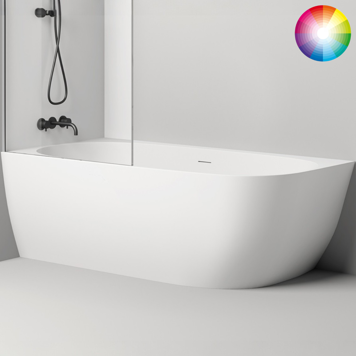 Ванна угловая Salini S-Stone Sofia Corner L 102525MF 170x85x59 (покраска RAL полностью, матовый), донный клапан, сифон, слив-перелив, левосторонняя