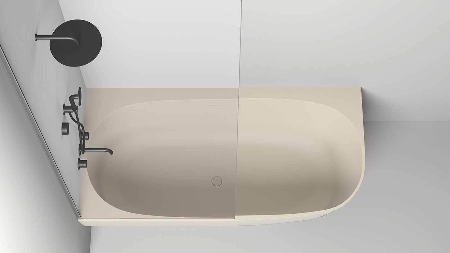 Ванна угловая Salini S-Stone Sofia Corner L 102525MF 170x85x59 (покраска RAL полностью, матовый), донный клапан, сифон, слив-перелив, левосторонняя