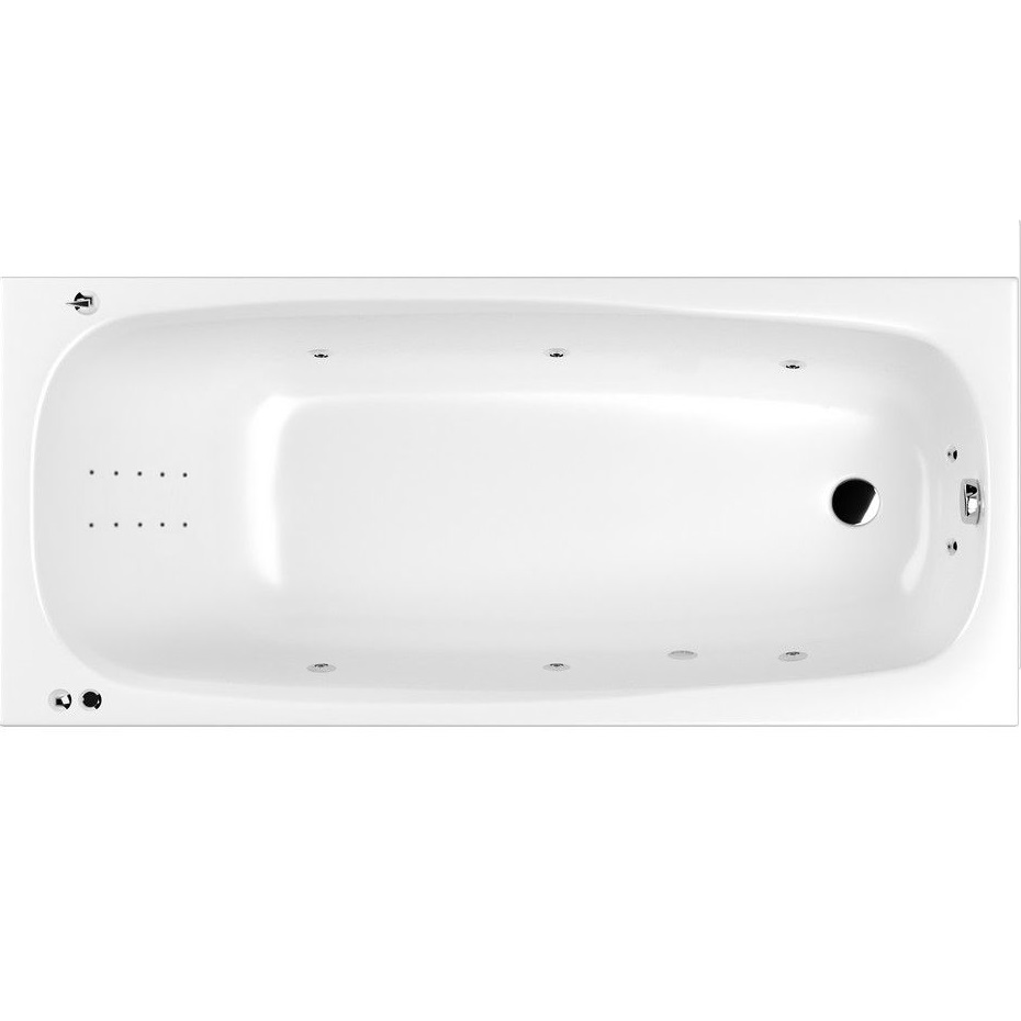 Ванна встраиваемая акриловая Whitecross Layla Slim SMART NANO 0122.170075.100.SMARTNANO.CR 170x75 (белый глянцевый, хром), каркас, слив-перелив
