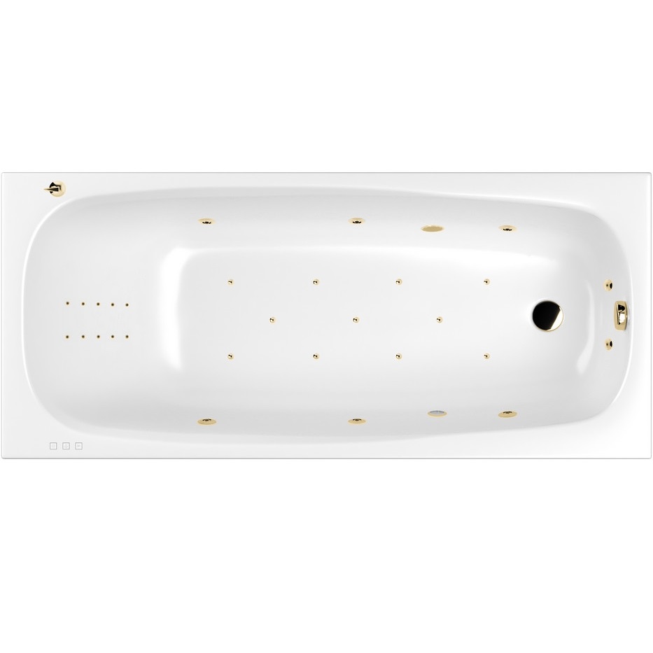 Ванна встраиваемая акриловая Whitecross Layla Slim ULTRA NANO 0122.170075.100.ULTRANANO.GL 170x75 (белый глянцевый, золотой), каркас, слив-перелив