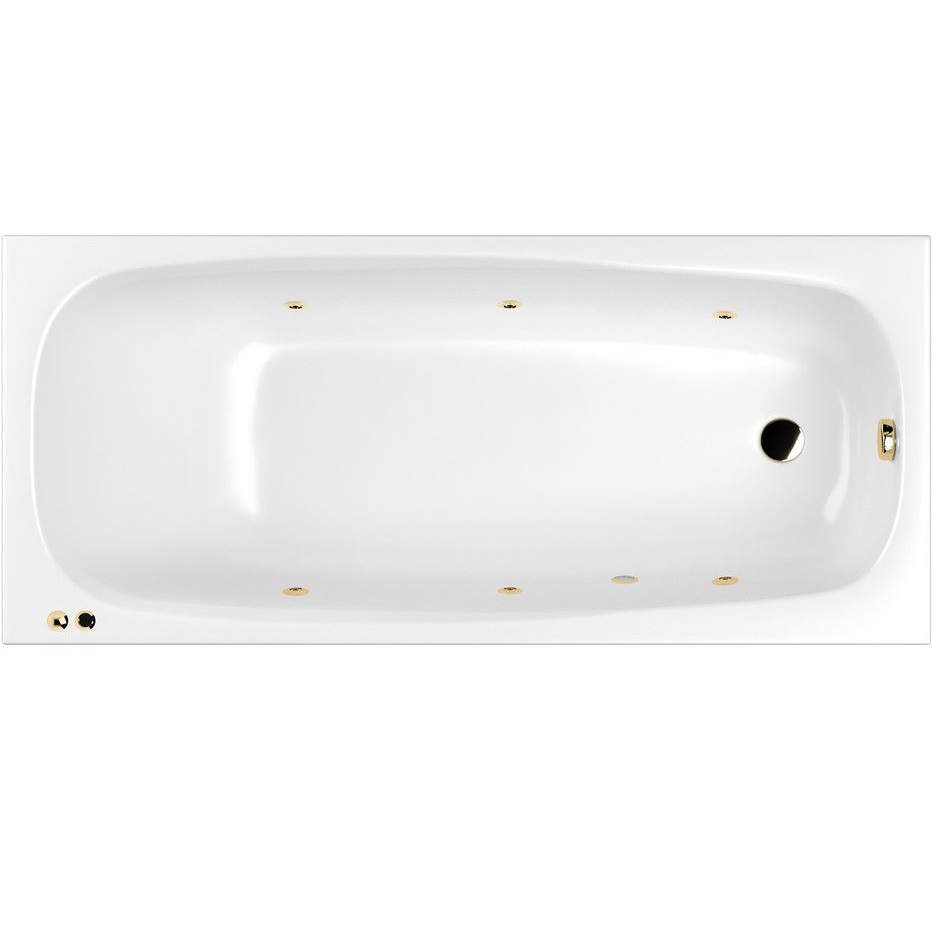 Ванна встраиваемая акриловая Whitecross Layla Slim SOFT 0122.180080.100.SOFT.GL 180x80 (белый глянцевый, золотой), каркас, слив-перелив