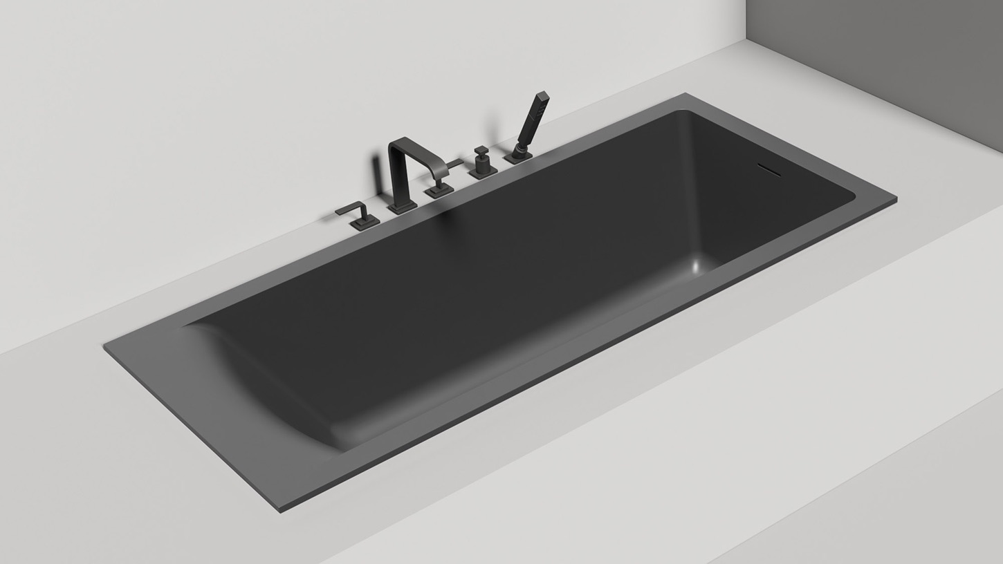 Ванна встраиваемая Salini S-Sense Cascata Kit 104513GF 180.6x80.2x60 (покраска RAL полностью, глянцевый), донный клапан, сифон, слив-перелив