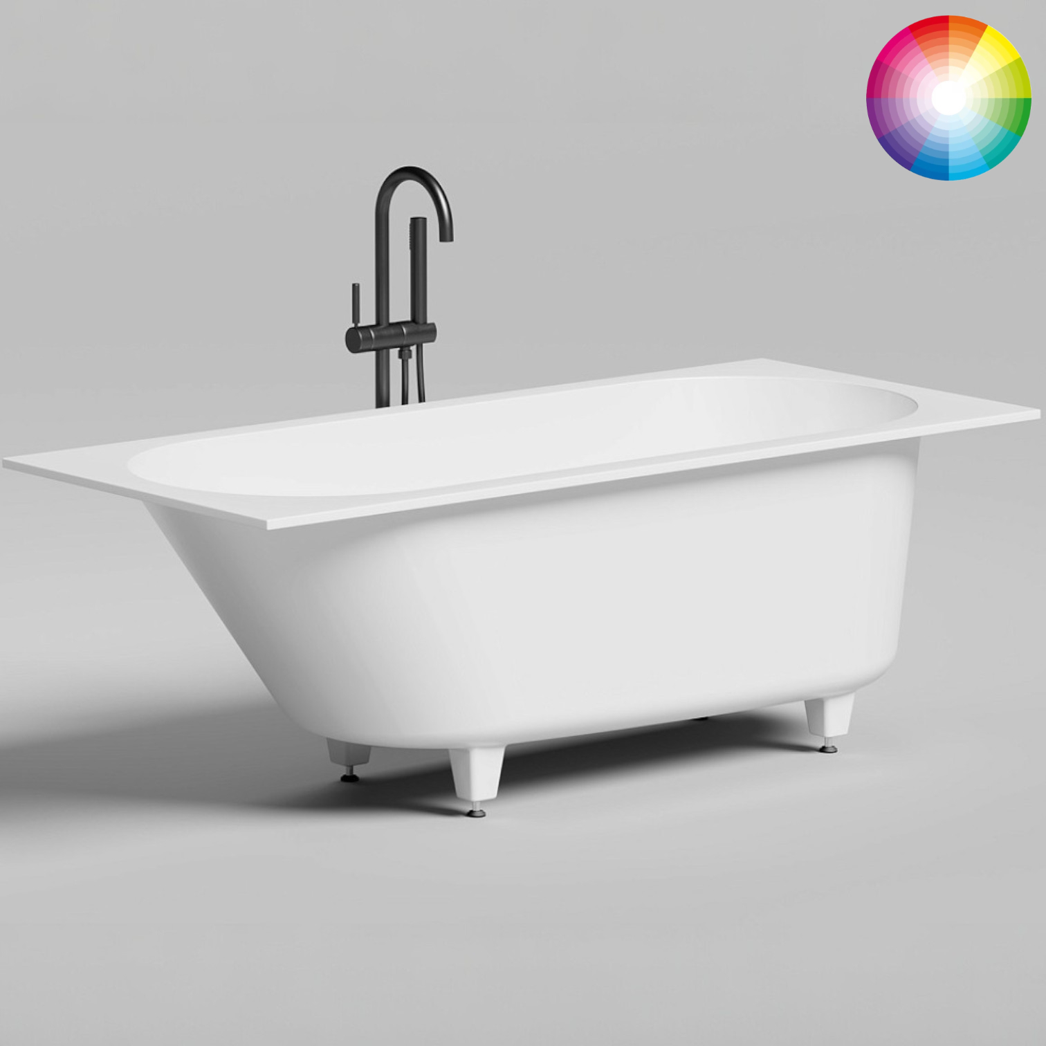 Ванна встраиваемая Salini S-Sense Ornella Kit 102414GF 170x80x60 (покраска RAL полностью, глянцевый),  донный клапан, сифон, слив-перелив