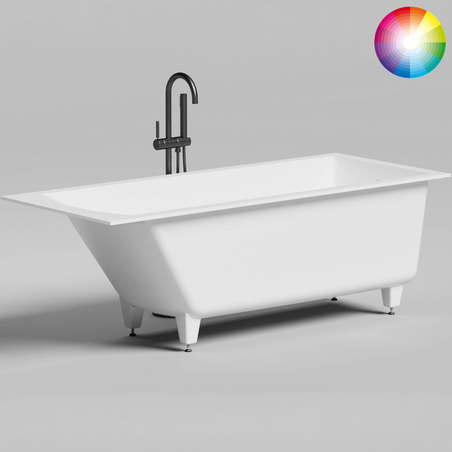 Ванна встраиваемая Salini S-Stone Cascata 104323MF 169.8x74.7x60 (покраска RAL полностью, матовый), донный клапан, сифон, слив-перелив 