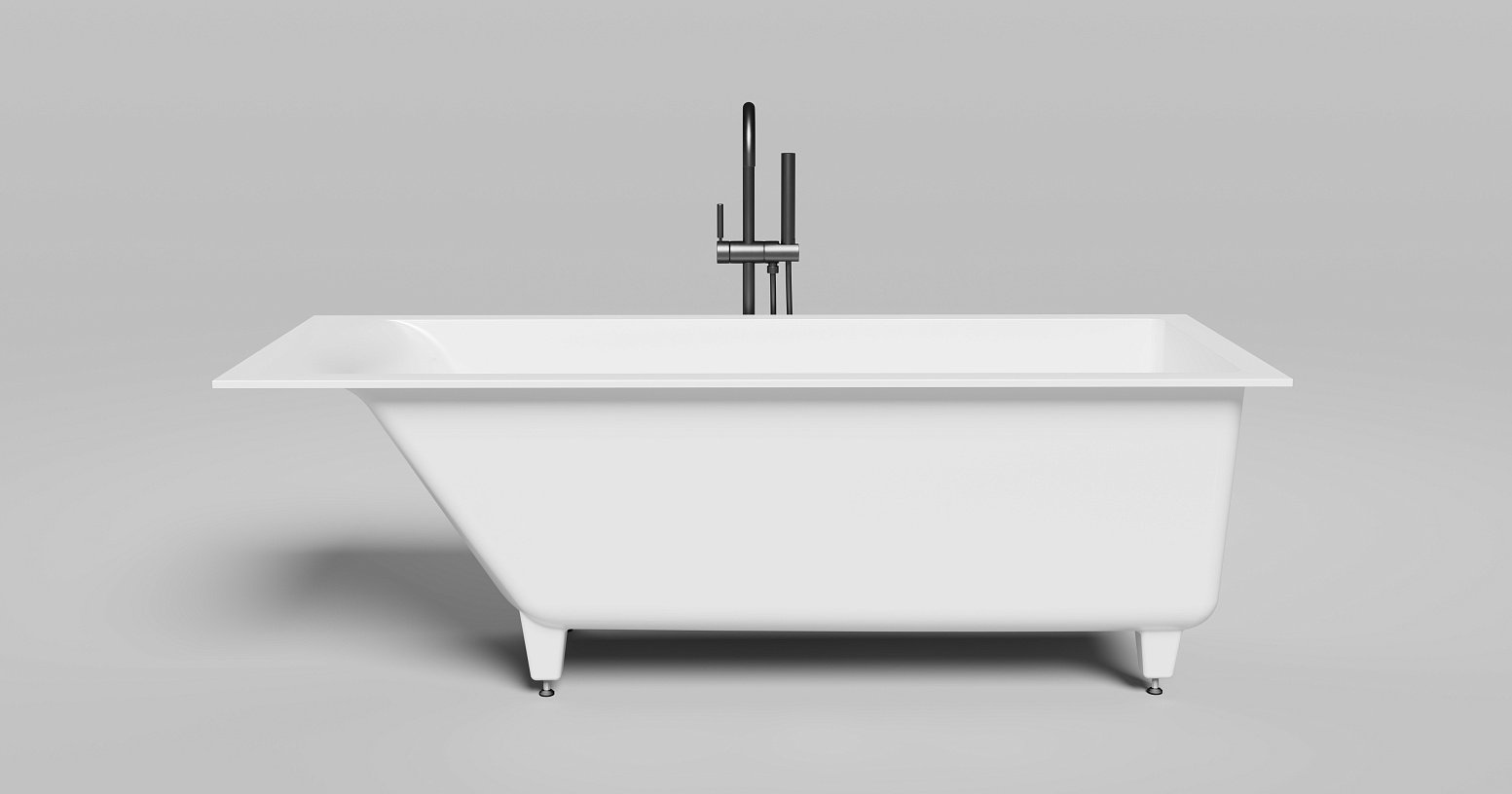 Ванна встраиваемая Salini S-Stone Cascata 104823MF 169.8x74.7x60 (покраска RAL полностью, матовый), донный клапан, сифон, слив-перелив
