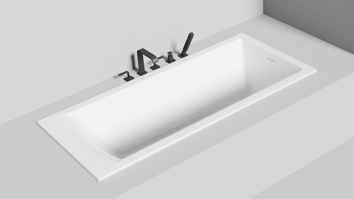 Ванна встраиваемая Salini S-Stone Cascata Kit 104523MF 179.6x79.5x60 (покраска RAL полностью, матовый), донный клапан, сифон, слив-перелив
