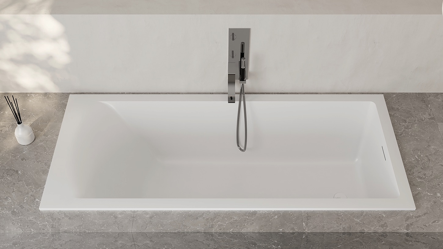 Ванна встраиваемая Salini S-Stone Cascata Kit 104523MF 179.6x79.5x60 (покраска RAL полностью, матовый), донный клапан, сифон, слив-перелив