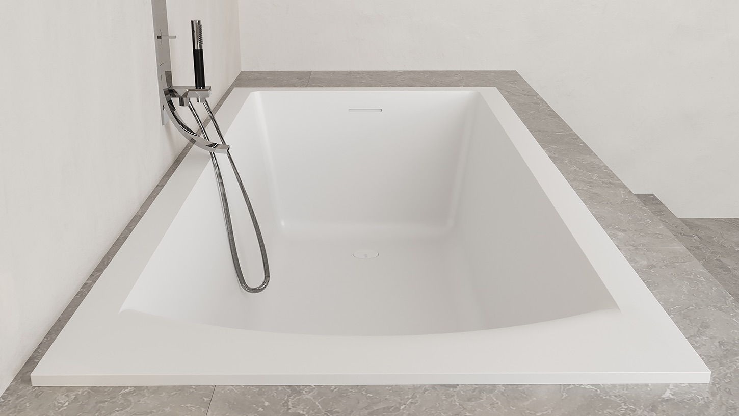 Ванна встраиваемая Salini S-Stone Cascata Kit 104523MF 179.6x79.5x60 (покраска RAL полностью, матовый), донный клапан, сифон, слив-перелив
