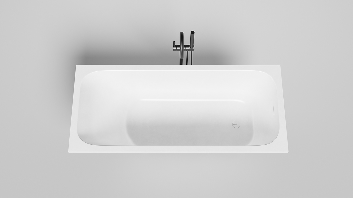 Ванна встраиваемая Salini S-Stone Orlanda 102121M 170x70x60 (белый матовый), донный клапан, сифон,  слив-перелив