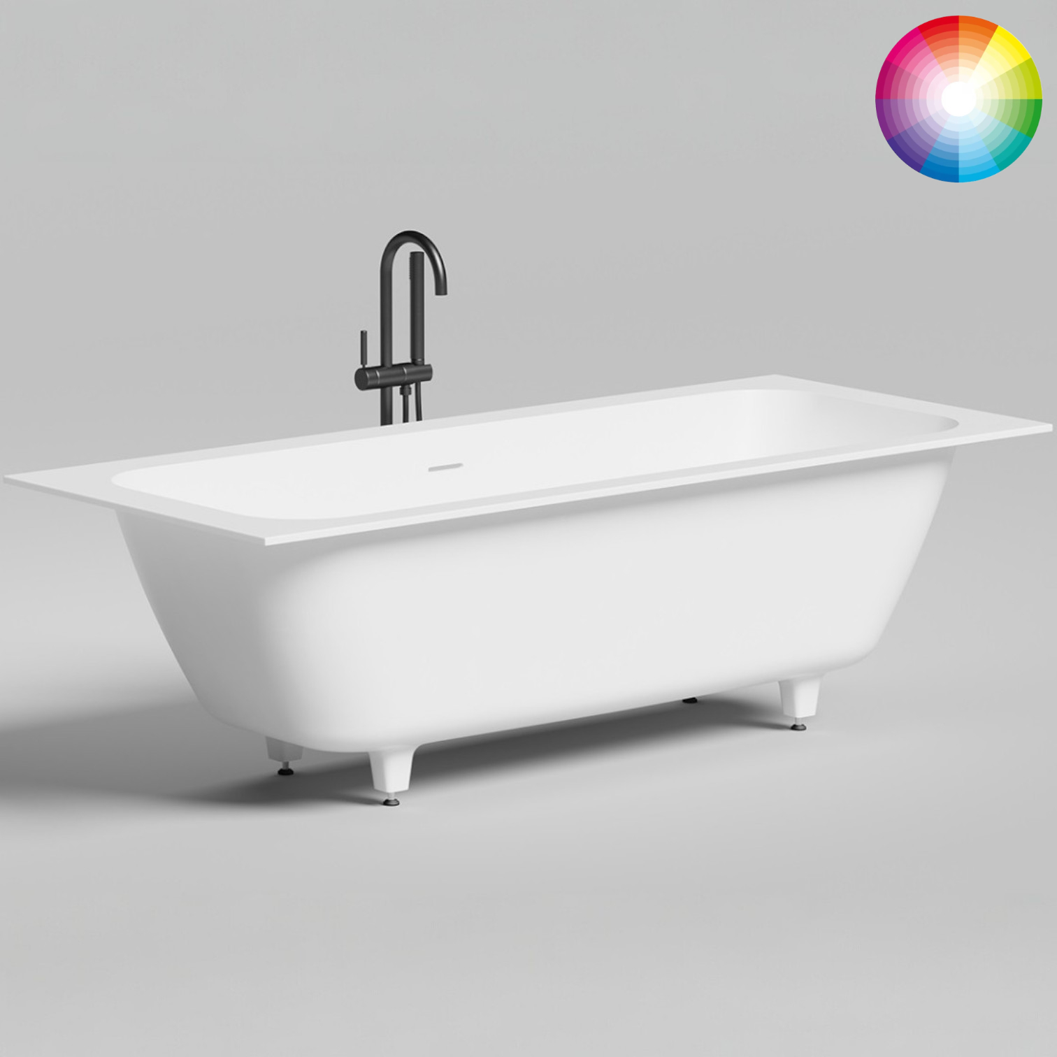 Ванна встраиваемая Salini S-Stone Orlanda Axis Kit 103321MF 190.5x79.5x60 (покраска RAL полностью, матовый), донный клапан, сифон, слив-перелив