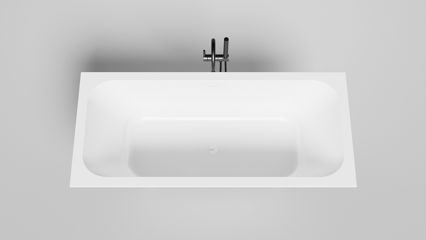 Ванна встраиваемая Salini S-Stone Orlanda Axis Kit 103322MF 180x80x60 (покраска RAL полностью, матовый), донный клапан, сифон, слив-перелив