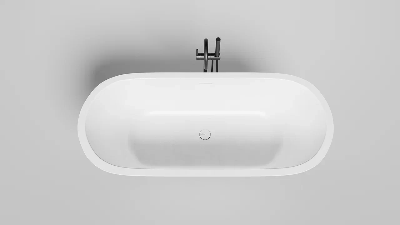 Ванна встраиваемая Salini S-Stone Ornella Axis Kit 104723M 170x70x60 (белый матовый), донный клапан, сифон, слив-перелив