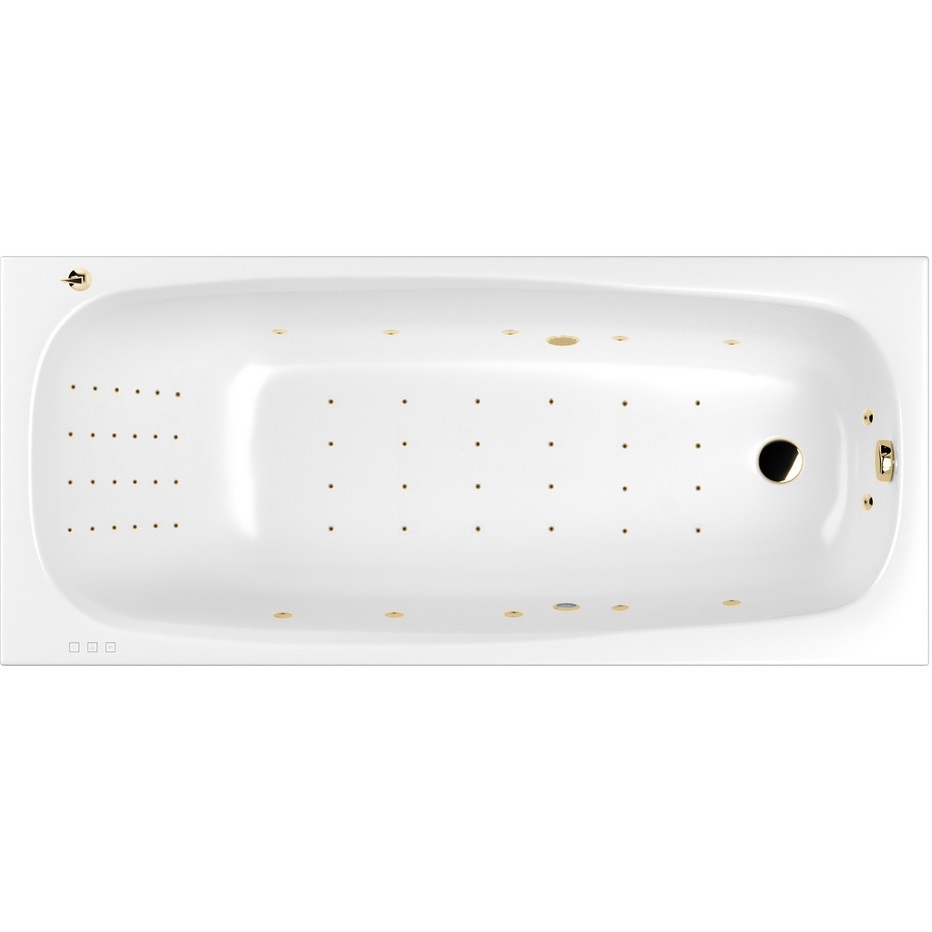 Ванная пристенная акриловая Whitecross Layla NANO 0102.180080.100.NANO.GL 180x80 (белый глянцевый, золотой), каркас, слив-перелив