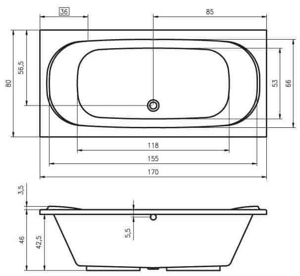 Ванна приставная Riho Taurus BC0700500000000 170x80