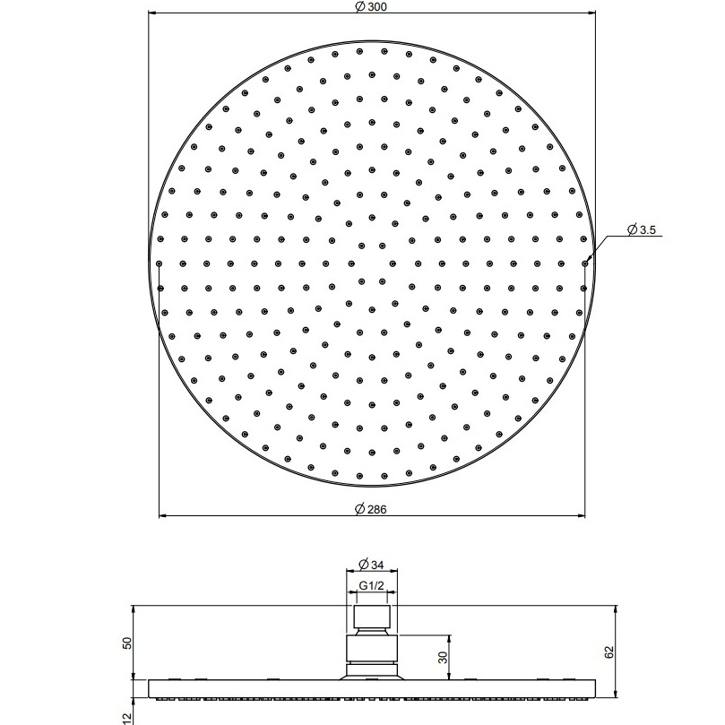 Верхний душ 30х30см Fima Carlo Frattini Soffioni F2224/2NS (черный матовый)