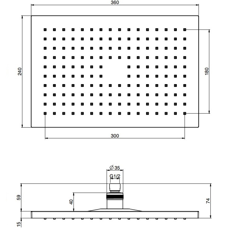 Верхний душ 36х24см Fima Carlo Frattini Soffioni F2795/2CR (хром)