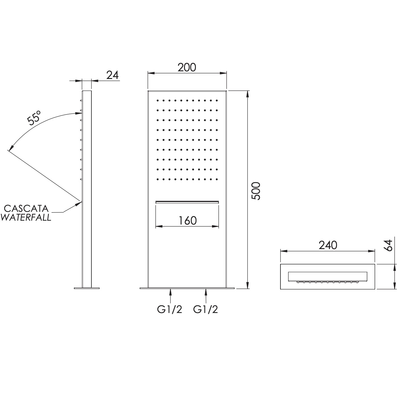 Верхний душ настенный Remer Inox SS350SSCAX (сталь)