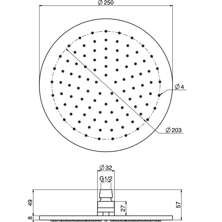 Верхний душ 25х25см Fima Carlo Frattini Soffioni F2621/2OR (золотой)