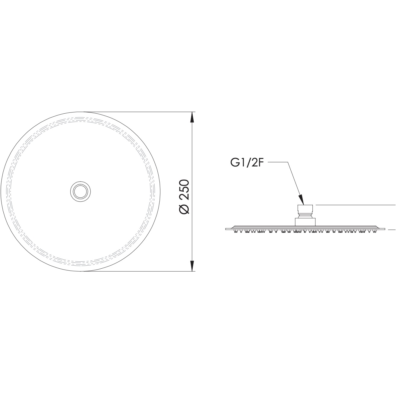 Верхний душ потолочный Remer Inox SS357UFM25X (сталь), с шарнирным соединением