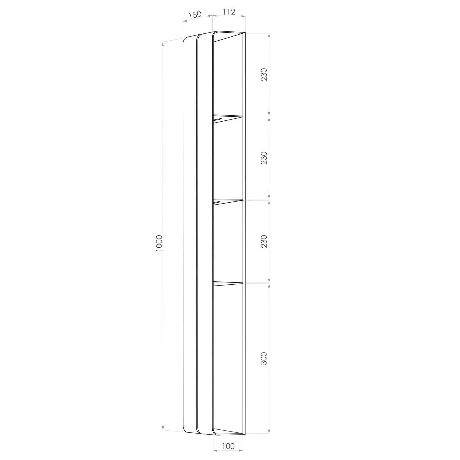 Вертикальная полка Tezza Invis Flex 100 см (белый), ширина 20 см