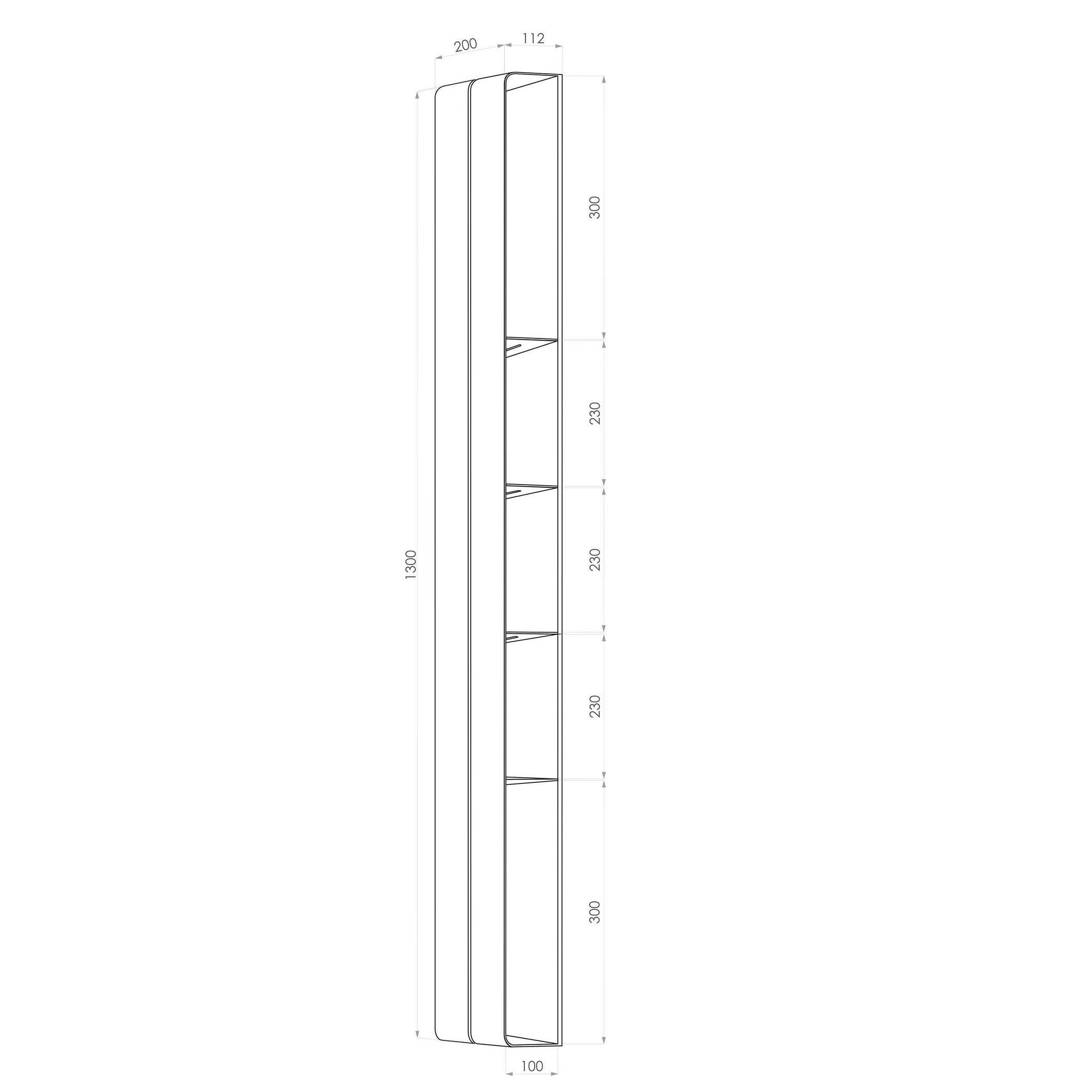 Вертикальная полка Tezza Invis Flex 130 см (белый), ширина 20 см