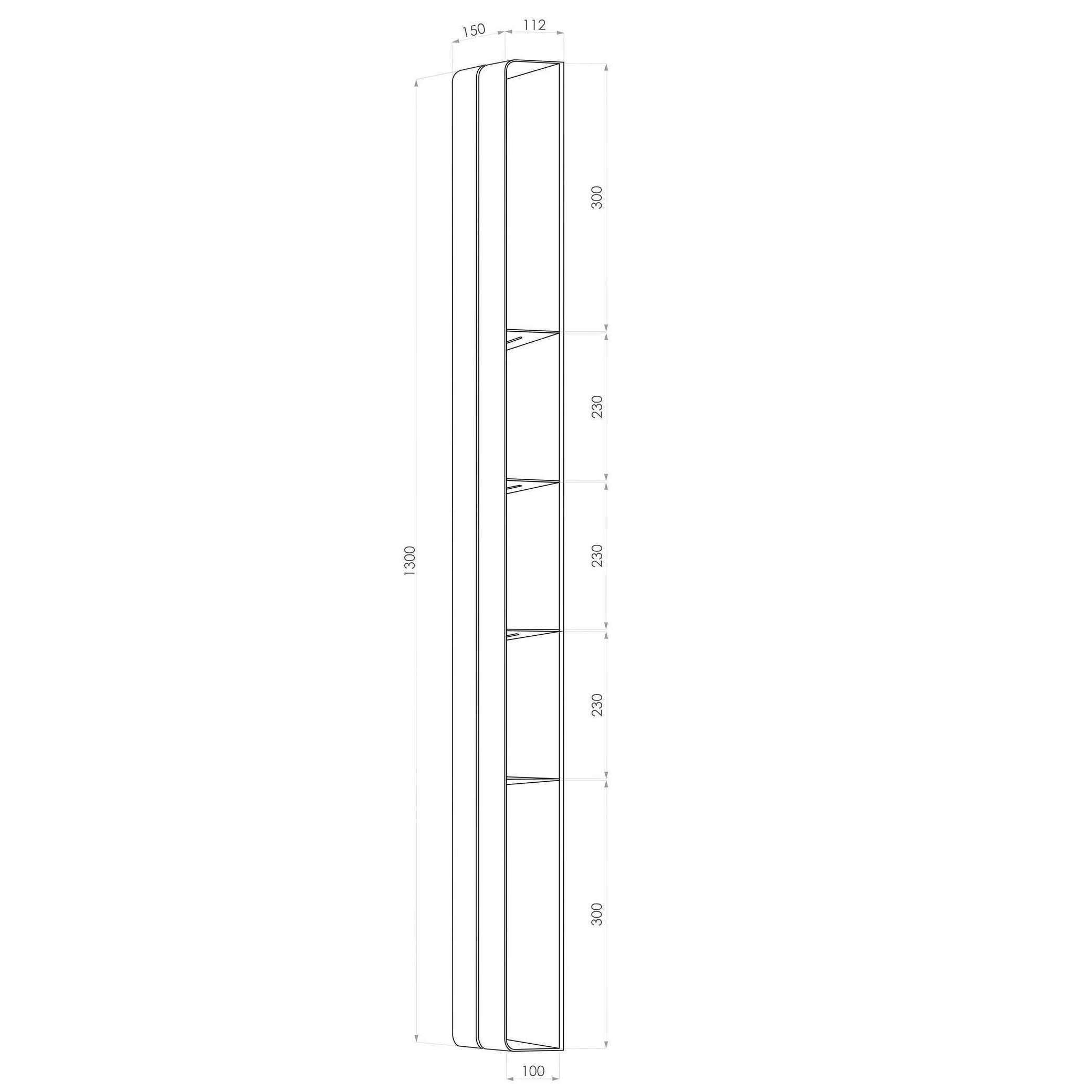 Вертикальная полка Tezza Invis Flex 130 см (серый), ширина 15 см