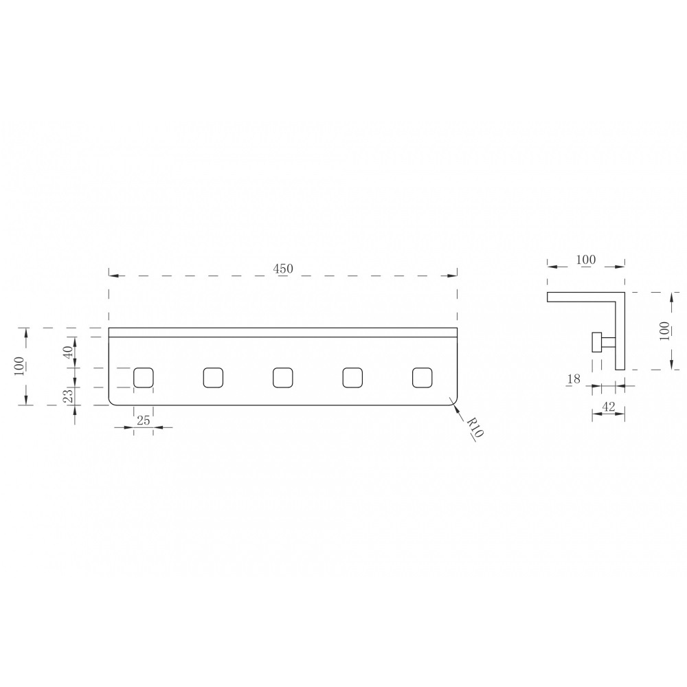 Вешалка с полкой для ванны Abber Stein AAS1651MB 45x10x10 (черный матовый)