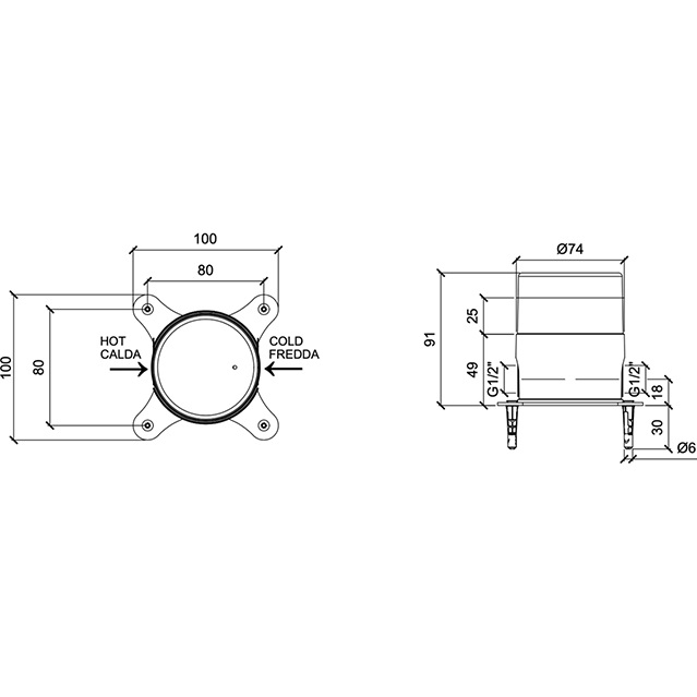 Встраиваемая часть напольного смесителя для ванны Almar Mixers E134009