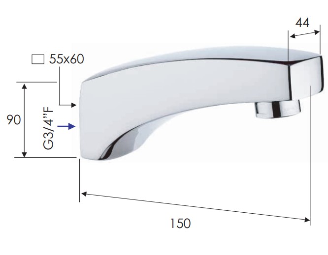 Излив для ванны Remer 91 (хром)