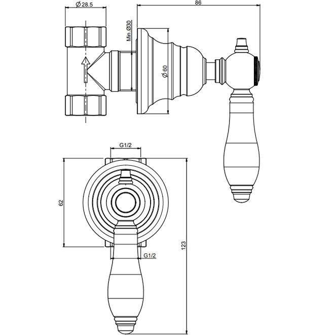 Запорный вентиль Fima Carlo Frattini Herend F5413/1CNOR (золотой)