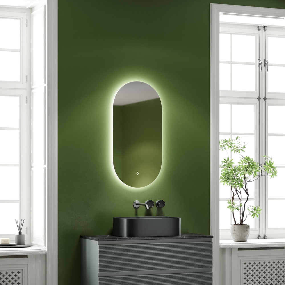 Зеркало Sancos Овал (Oval) OV45C 45х90, с фоновой подсветкой
