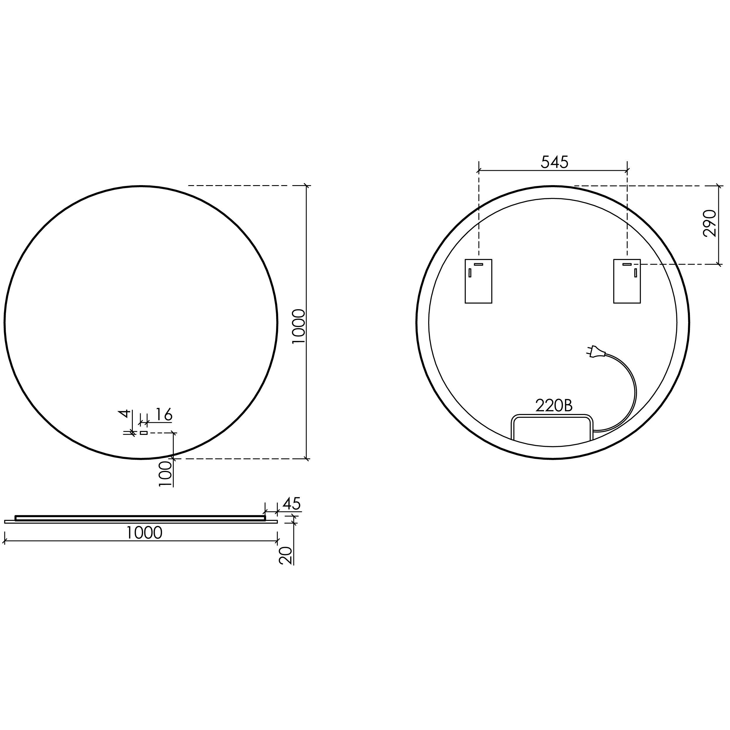 Зеркало Sancos Сфера 2.0 (Sfera 2.0) SF2.1000 100 см. с подсветкой
