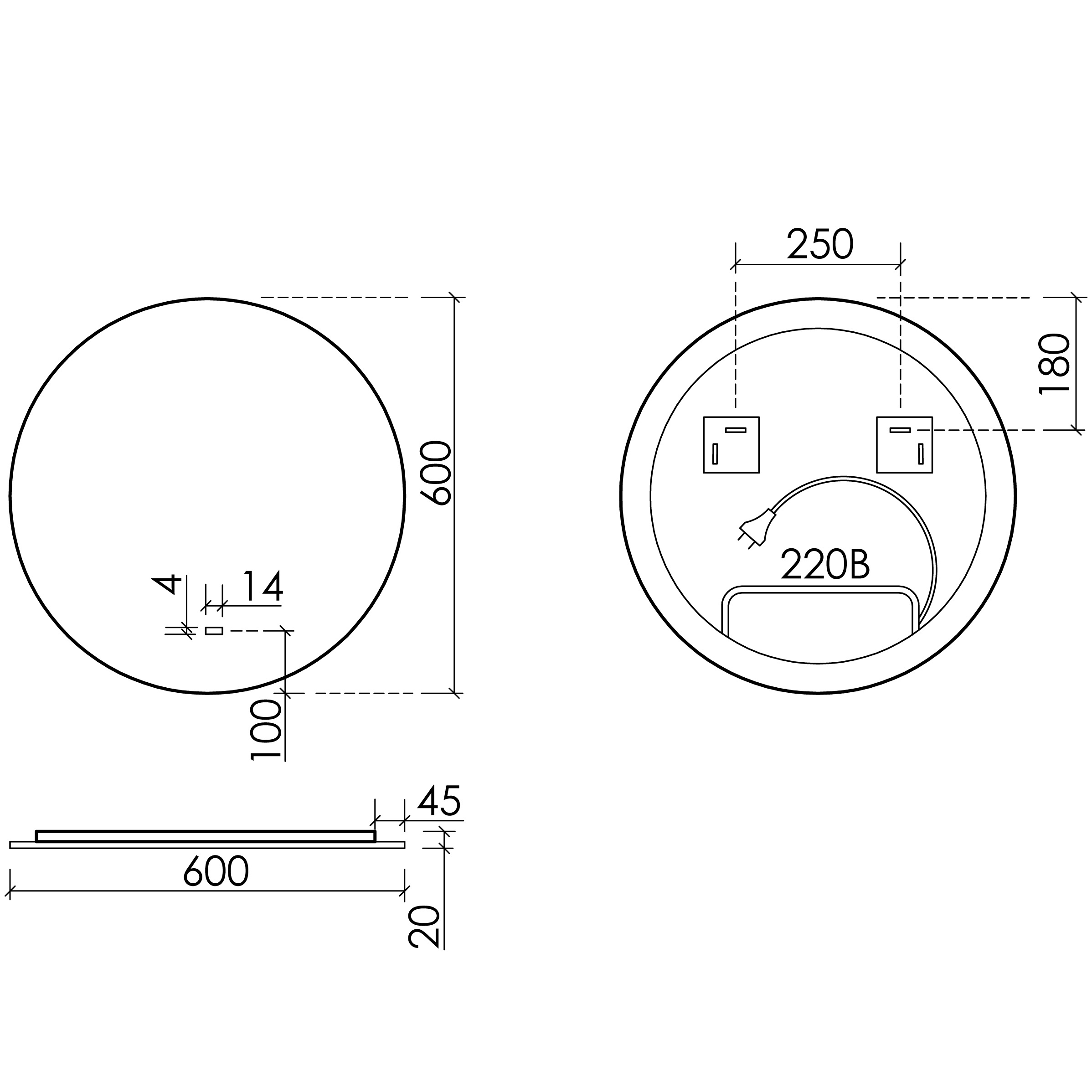 Зеркало Sancos Сфера 2.0 (Sfera 2.0) SF2.600 60 см. с подсветкой